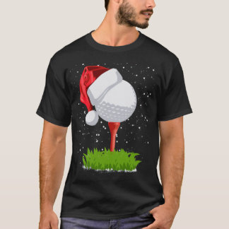 T-shirt Golf Noël Santa Hat Golf Ball Cadeau Pour Feu