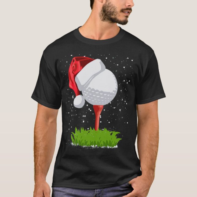 T-shirt Golf Noël Santa Hat Golf Ball Cadeau Pour Feu (Devant)
