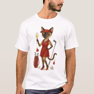 T-shirt Golf Noël thème pour Amoureux de les chats Golfer