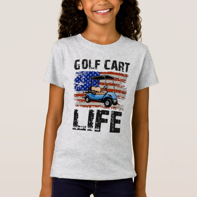 T-Shirt Golf Panier Life Funky Golf Panier Avec Drapeau Us (Devant)