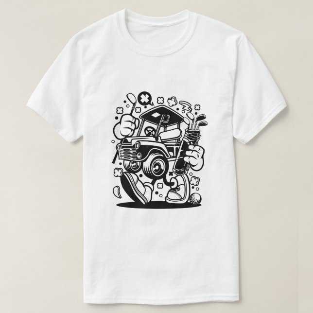 T-shirt Golf Panier marcher avec les clubs pop art (Design devant)