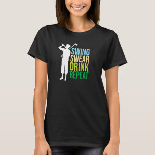 T-shirt Golf pour hommes Swing de golf Jurer Boire Répéte