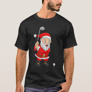 T-shirt Golf Sports Amoureux Père Noël Jouer Golf Noël