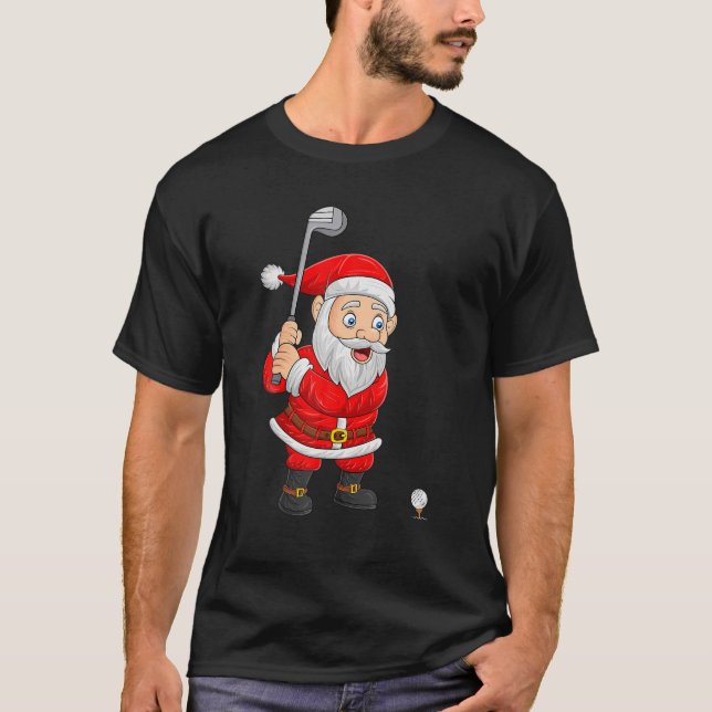 T-shirt Golf Sports Amoureux Père Noël Jouer Golf Noël (Devant)
