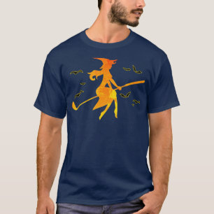 T-shirt Golf Witch Riding Golf Stick Funny Halloween Golf