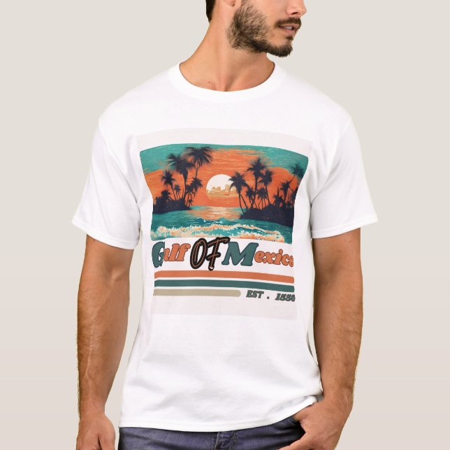 T-shirt Golfe du Mexique depuis 1550 Retro Beach Tee (Devant)
