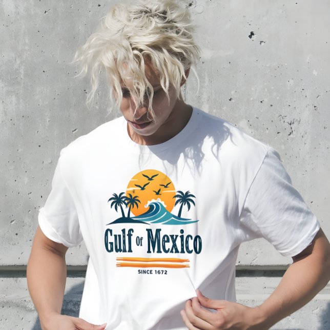 T-shirt Golfe du Mexique depuis 1672 Blanc tropical (Gulf of Mexico Since 1672 Tropical White T-Shirt )