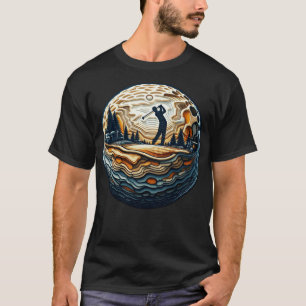 T-shirt Golfeur Abstrait Sur Golf Ball Circulaire Golfing 