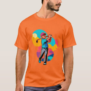 T-shirt Golfeur vibrant de Pop-Art balançant un driver sur