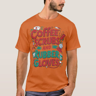 T-shirt gommes à café et gants en caoutchouc
