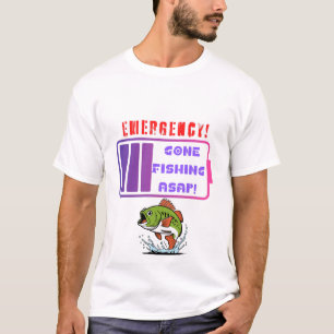 T-shirt Gone Fishing Funny Shirt Low Battery Fisher Cadeau