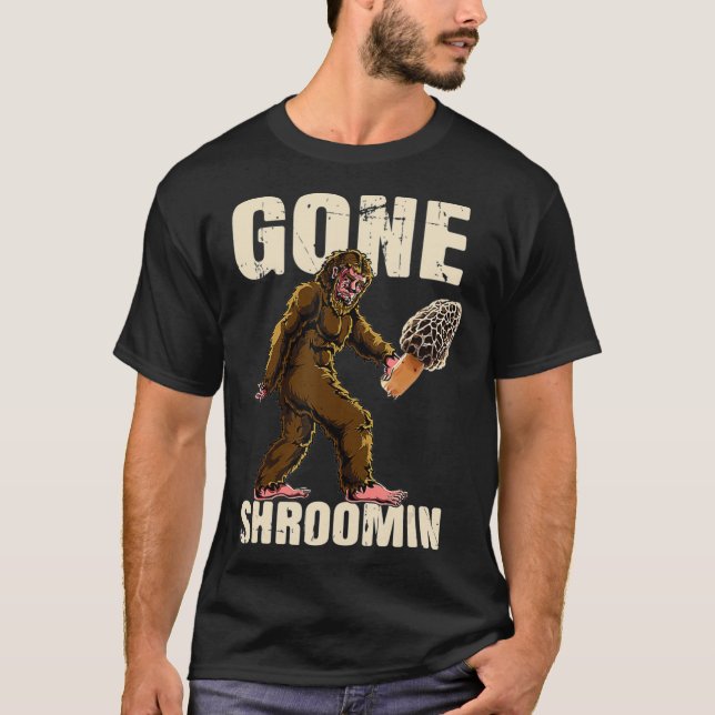 T-shirt Gone Shrooming Bigfoot Morel Champignon Hunter Sas (Devant)