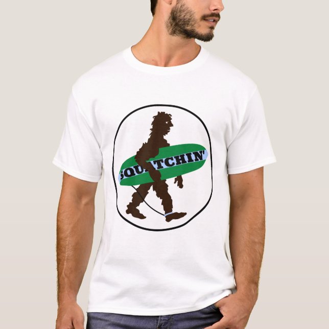T-shirt Gone Squatchin' Surf Bigfoot (Devant)