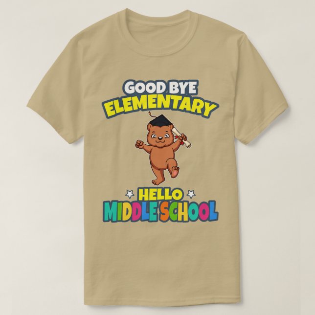 T-shirt Good Bye élémentaire Bonjour diplôme du collège (Design devant)