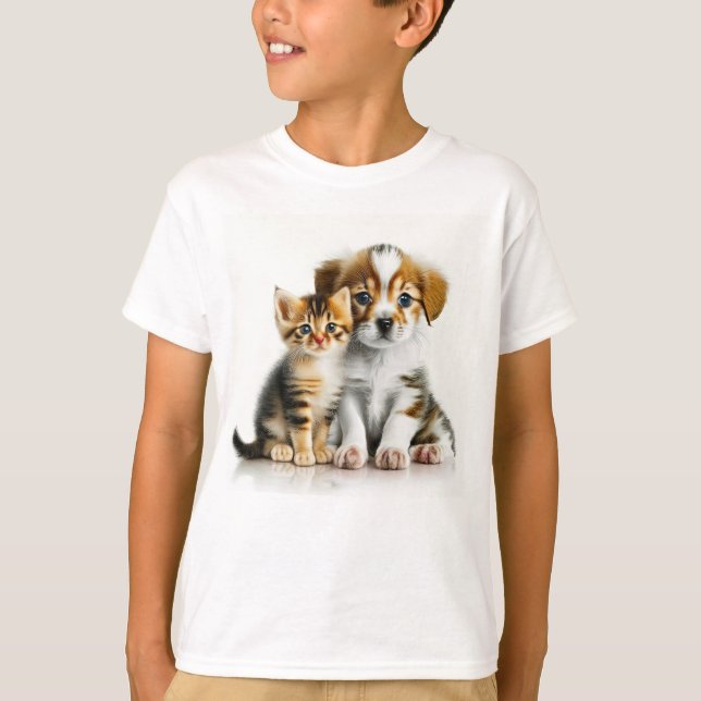 T-shirt Good Friends Puppy And Kitten (Devant)