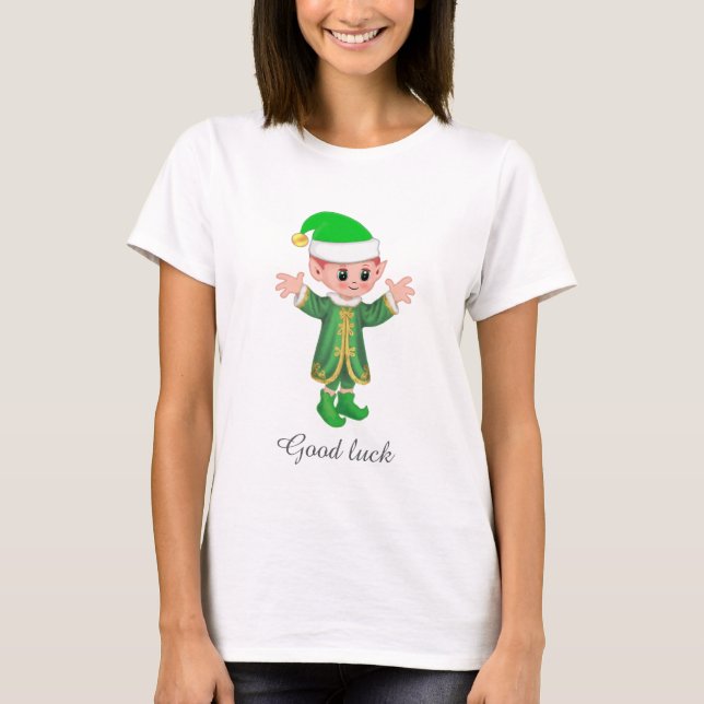 T-shirt Good Luck Elf & Script (Devant)