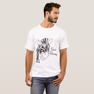 T-shirt "Good Morning" Cute Zebra Grandes Noires/Blanches