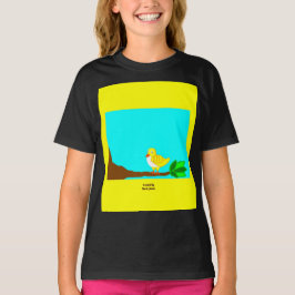 T-shirt Good Morning Yellow Bird Girls Black Basic T Shirt
