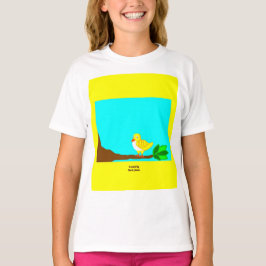 T-shirt Good Morning Yellow Bird Girls White Basic T Shirt