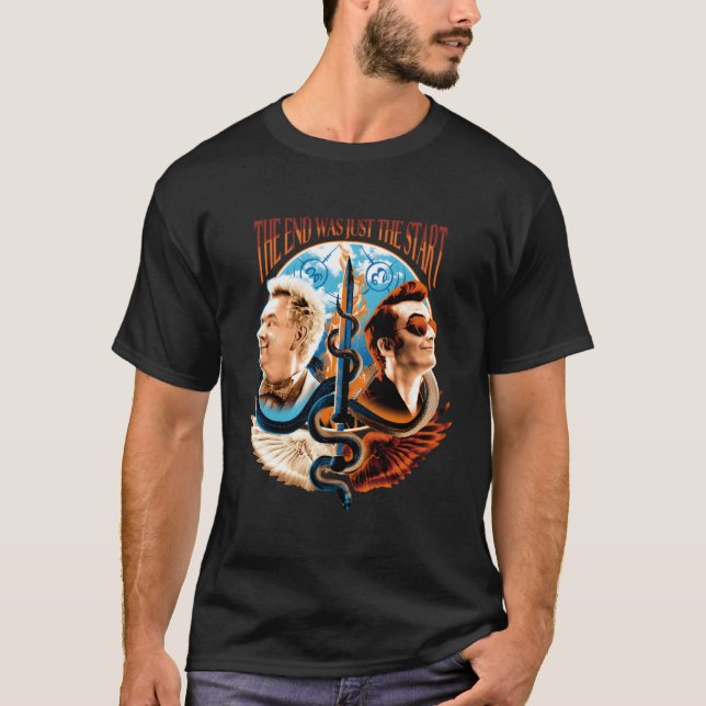 T-shirt Good Omens - La Fin Était Juste Le Début (Devant)