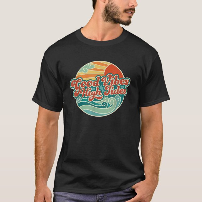 T-shirt Good Vibes High Tides Retro 60s été (Devant)