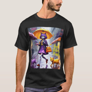 T-shirt Good Vibes seulement : Chat dans la pluie