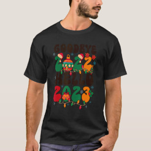 T-shirt Goodbye 2022 Hello 2023 retro groovy Christmas new