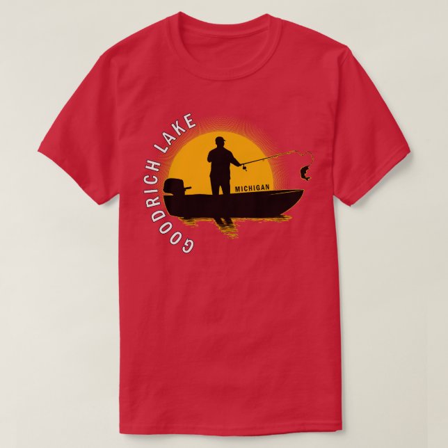 T-shirt Goodrich Lake Fishing Michigan Sunrise (Design devant)