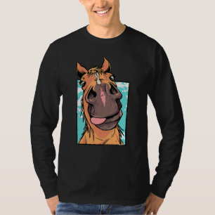 T-shirt Goofy Horse Sticking Tongue Out Funny Animal de fe