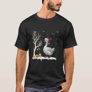 T-shirt Goose Santa Hat Festif Arbre Lumière Pajam de Noël