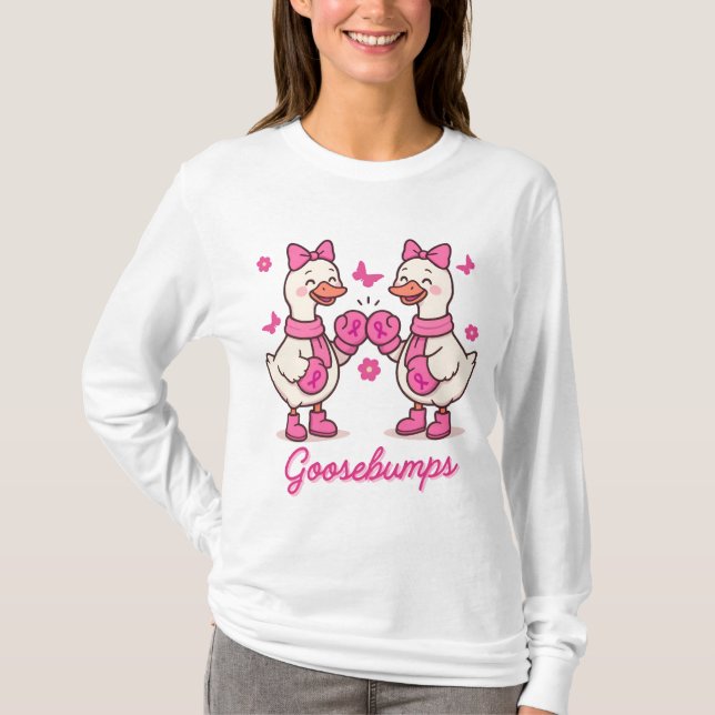 T-shirt Goosebumé Cancer du sein Sensibilisation Oies (Devant)