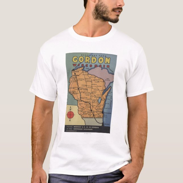 T-shirt Gordon, le Wisconsin - grandes scènes de lettre (Devant)
