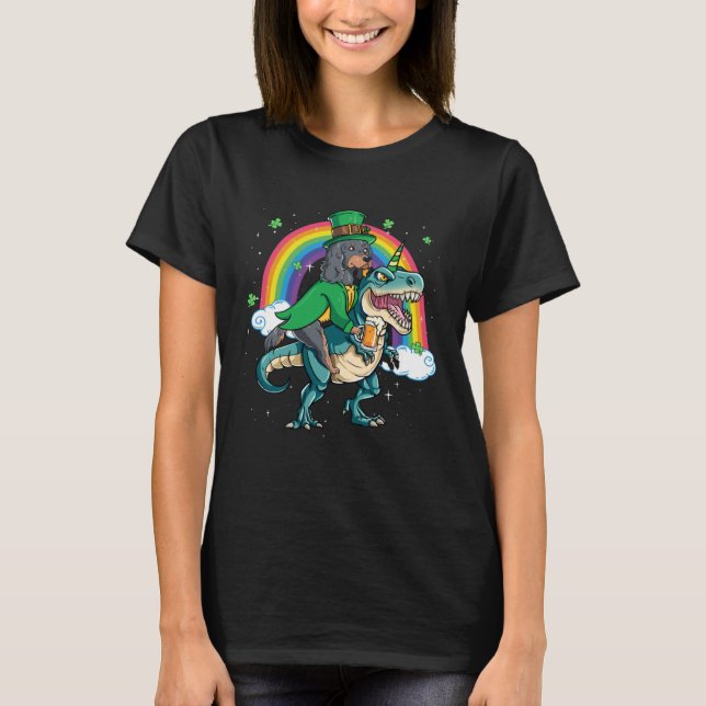 T-shirt Gordon Setter Beer Dino Rex Horn Rainbow (Devant)
