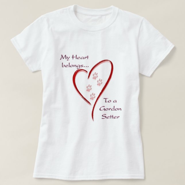 T-shirt Gordon Setter Heart Appartient (Design devant)