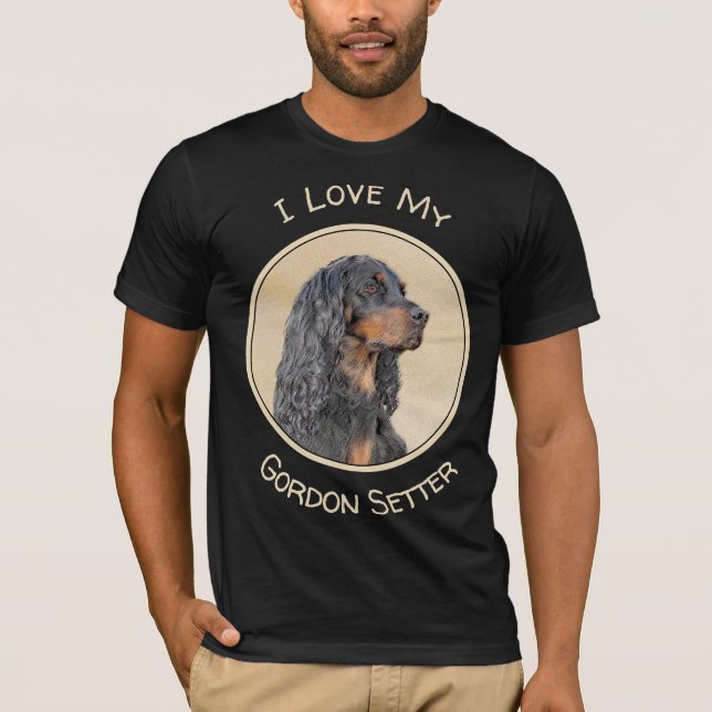 T-shirt Gordon Setter Painting - Cute Original Dog Art (Devant)