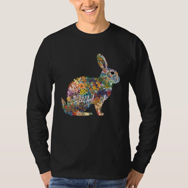 T-shirt Gorgeous Floral Easter Bunny Spring Flower Rabbit  (Devant)