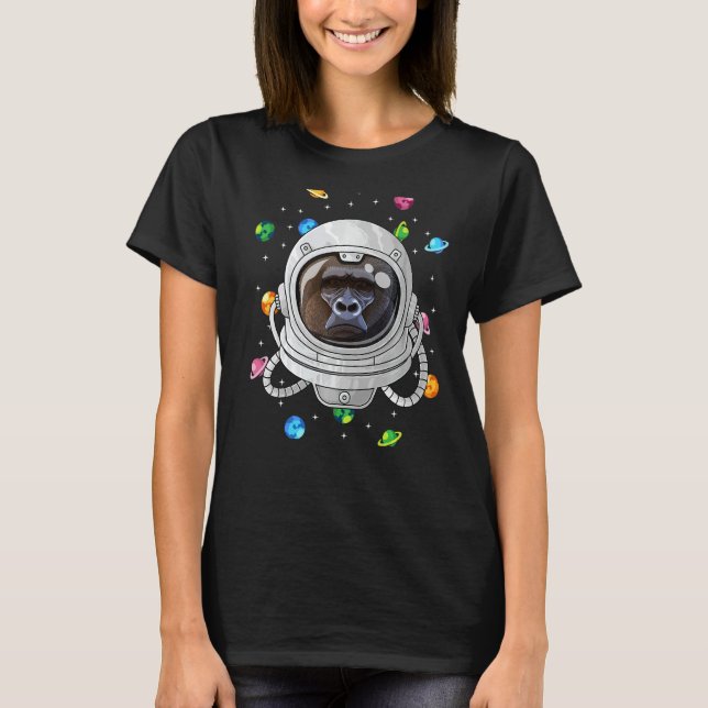 T-shirt Gorilla Astronaut Animal Deep In Space Cosmic Univ (Devant)