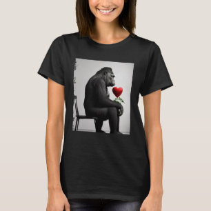 T-shirt Gorilla in love attend un rendez-vous avec coeur b