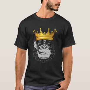 T-shirt Gorilla King Crown Funny Ape Gang Fumer Cigares