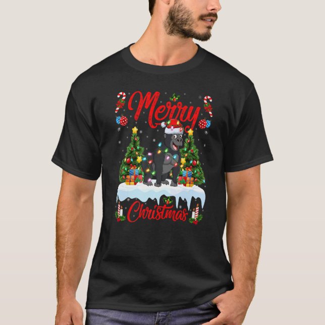 T-shirt Gorilla Lights Noël Arbre Père Noël Gorilla Noël (Devant)