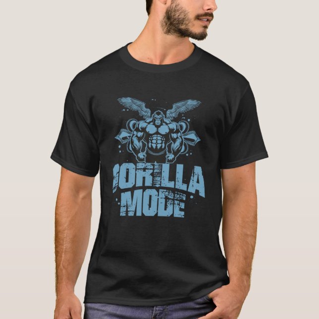 T-shirt Gorilla Mode Muscles Beast Gym Workout MMA Fighter (Devant)
