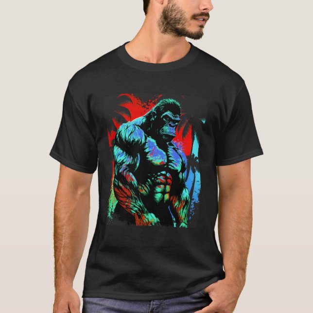 T-shirt Gorilla Muscles Beach Workout Bodybuilding Gym Bea (Devant)