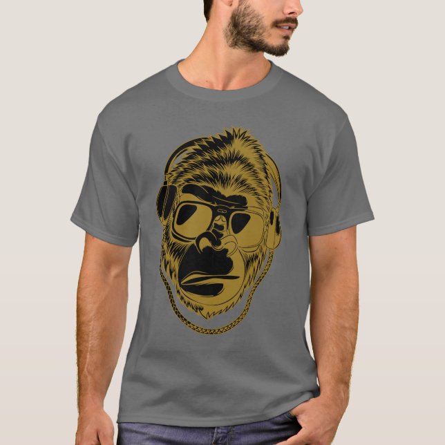 T-shirt Gorilla Musique Cool design (Devant)