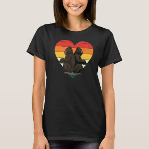 T-shirt Gorilla Singe Ape Animal Retro Coeur Gorille