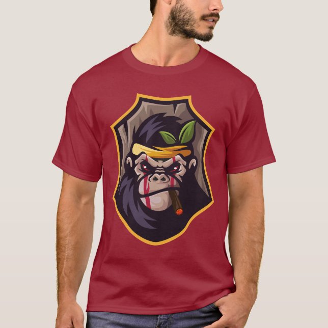 T-shirt Gorilla with war makeup (Devant)