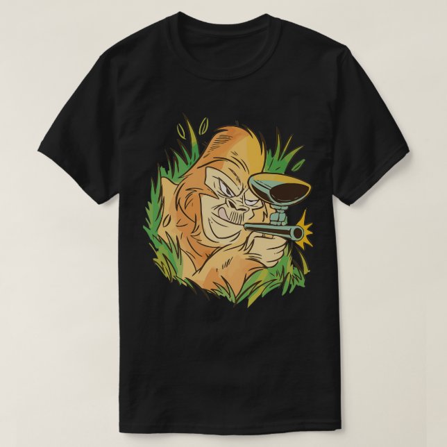 T-shirt Gorille Avec Paintball Gun Amusant Animal (Design devant)