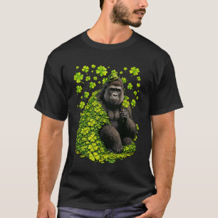 T-shirt Gorille chanceux avec trèfles Shamrocks St Patrick