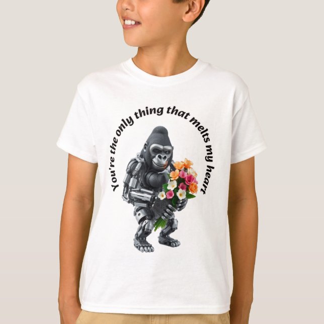T-shirt Gorille robotique amoureuse (Devant)