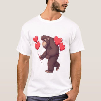 T-shirt Gorille romantique avec ballons en forme de cœur