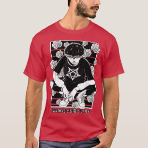 T-shirt Goth Anime Boy Gothique Japonais esthétique Vaporw